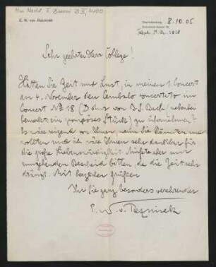 Brief an Ferruccio Busoni : 08.10.1905