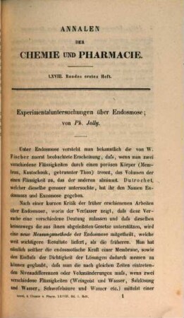 Annalen der Chemie und Pharmacie : vereinigte Zeitschrift des Neuen Journals der Pharmacie für Ärzte, Apotheker und Chemiker u. des Magazins für Pharmacie und Experimentalkritik. 68. 1848