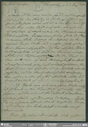 Eigenh. Brief von August Ludwig Hülsen an August Wilhelm von Schlegel, Nennhausen, 12.07.1798