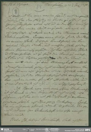 Eigenh. Brief von August Ludwig Hülsen an August Wilhelm von Schlegel, Nennhausen, 12.07.1798