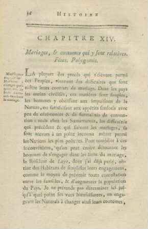 Chapitre XIV. Mariages, & coutumes qui y sont relatives ...