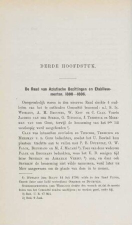 Derde hoofdstuk. De Raad van Aziatische Bezittingen en Etablissementen. 1800 - 1806