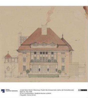 Strassburg, Projekt Villa Schwarzmann, Aufriss der Nordostfassade