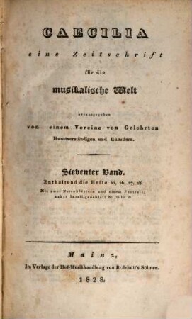 Caecilia  : eine Zeitschrift für die musikalische Welt. 7 = H. 25 - 28. 1827