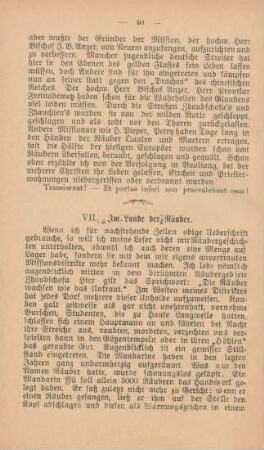 VII. Im Lande der Räuber