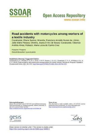 Road accidents with motorcycles among workers of a textile industry