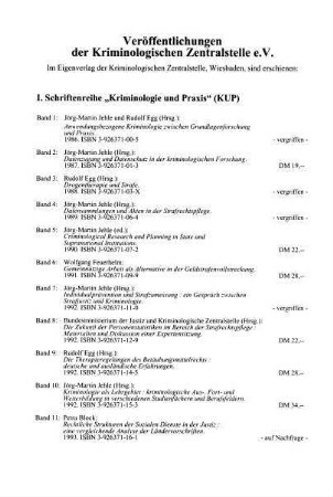 Veröffentlichungen der Kriminologischen Zentralstelle e.V.