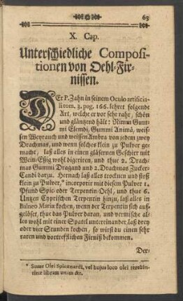 X. Cap. Unterschiedliche Compositionen von Oehl-Firnissen