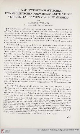 Die naturwissenschaftlichen und medizinischen Forschungsinstitute der Vereinigten Staaten von Nordamerika