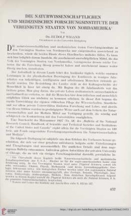 Die naturwissenschaftlichen und medizinischen Forschungsinstitute der Vereinigten Staaten von Nordamerika