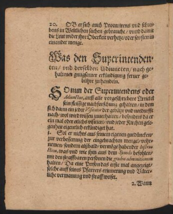 Was den Superintendenten/ und derselben Adiuncten ... gebühre zu handeln.