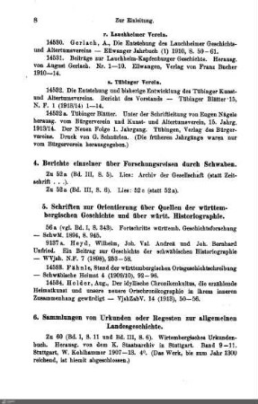 5. Schriften zur Orientierung über Quellen der württ. Geschichte und über württ. Historiographie