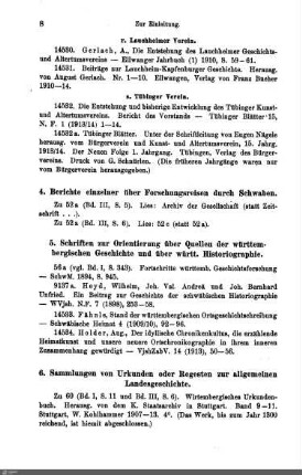 5. Schriften zur Orientierung über Quellen der württ. Geschichte und über württ. Historiographie