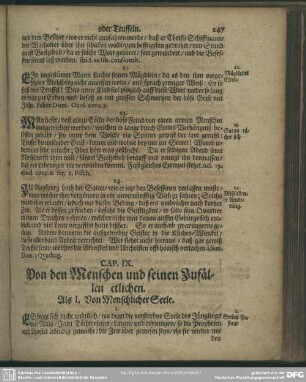 Cap. IX. Von den Menschen und seinen Zufällen etlichen