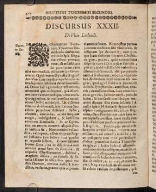 470-483, Discursus XXXII. De Vitio Ludendi.