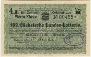 3 Reichsmark / 12 Reichsmark - 1/10 Los, 4. Klasse