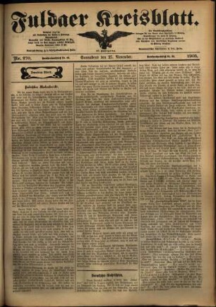 Zweite Ausgabe vom Samstag, den 25. November 1905.
