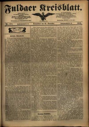 Zweite Ausgabe vom Samstag, den 25. November 1905.