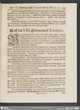 Auff den VIII. Sontag nach Trinitatis
