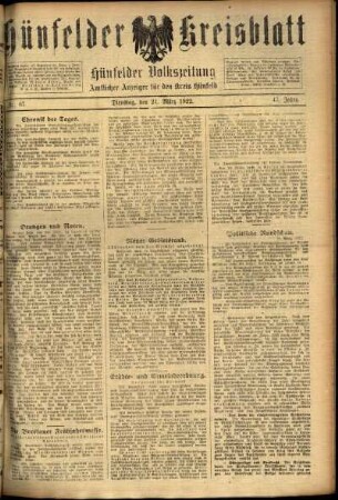 Ausgabe vom Dienstag, den 21. März 1922.