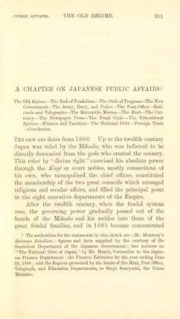 A chapter on Japanese public affairs. The old regime ...