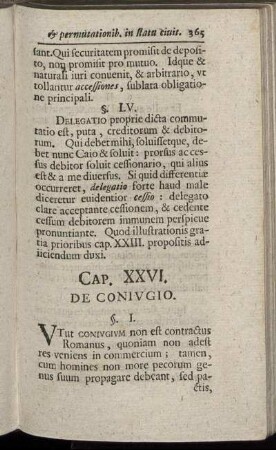 Cap. XXVI. De Coniugio.