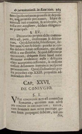 Cap. XXVI. De Coniugio.