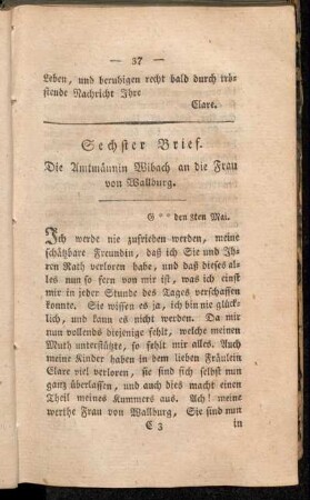 Sechster Brief - Zehnter Brief