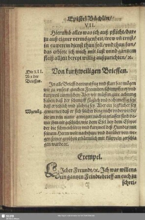 Die XII. Art der Brieffen. Von kurtzweiligen Brieffen