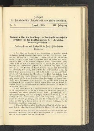 Nr. 8. August 1905.