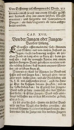 Cap. XVII. Von der Zungen oder Zungen-Bandes Lösung.