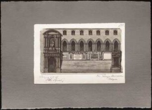 Reiseskizzen aus Italien: Bologna: Palazzo d’Accursio (Palazzo Comunale), Fassade, Portal