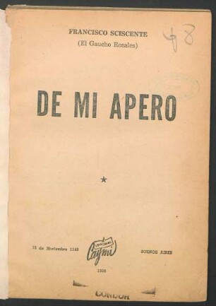 De mi apero : [versos criollos]
