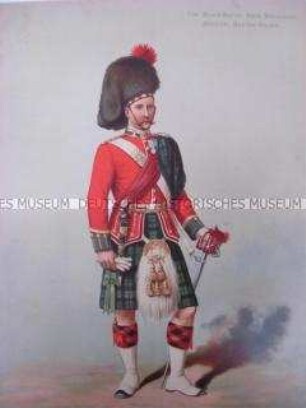 Uniformdarstellung, Offizier der Schottischen Infanterie (Royal Highlanders), Großbritannien, 1880/1890.