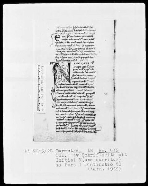 Kurzfassung des Decretum Gratiani — Initiale N(unc queritur), Folio 14verso