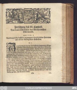 Sectio I. Von denen wider dasselbe ergangenen obrigkeitlichen Patenten und edirten theologischen Schriften.