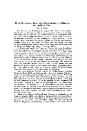 Eine Erhebung über die Ernährungsverhältnisse der Volksschüler