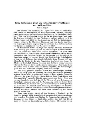 Eine Erhebung über die Ernährungsverhältnisse der Volksschüler