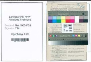 Entnazifizierung Fritz Ingenhaag , geb. 12.06.1902 (Postschaffner)