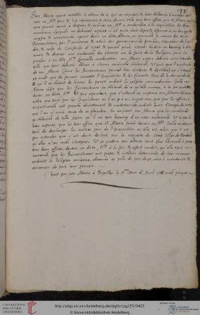 Brief. Die Statthalterin der Niederlande in Brüssel, Margarete von Parma, an den Adel der Niederlande, 1566 April 6 (frz.)