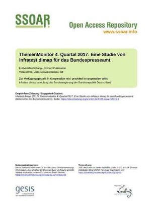 ThemenMonitor 4. Quartal 2017: Eine Studie von infratest dimap für das Bundespresseamt