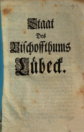 Staat der Hertzogthümer Schleswig, Holstein und des Bischoffthums Lübeck, [3]. Staat Des Bischoffthums Lübeck