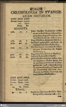 Chronologia In Evangelicam Historiam