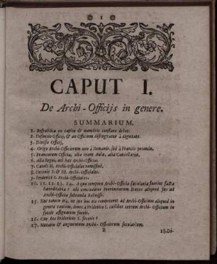 Caput I. De Archi-Officijs in genere.