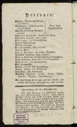 Anmerkung für die Schauspieler.