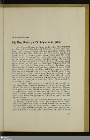 Die Begräbnisse zu St. Johannis in Zittau