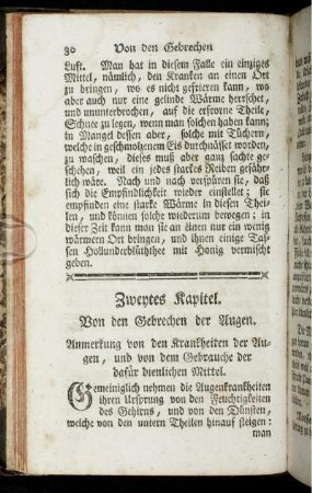 Zweytes Kapitel. Von den Gebrechen der Augen.
