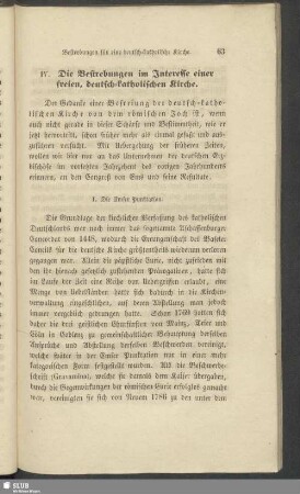 IV. Die Bestrebungen im Interesse einer freien, deutsch-katholischen Kirche