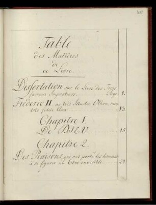 Table des Matières de ce Livre