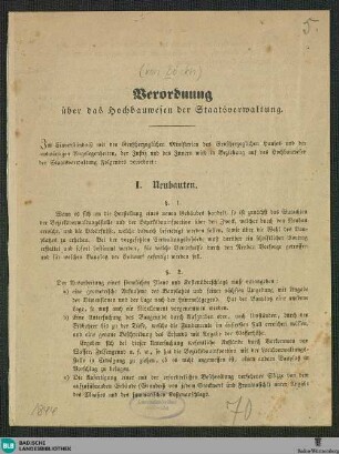 Verordnung über das Hochbauwesen der Staatsverwaltung